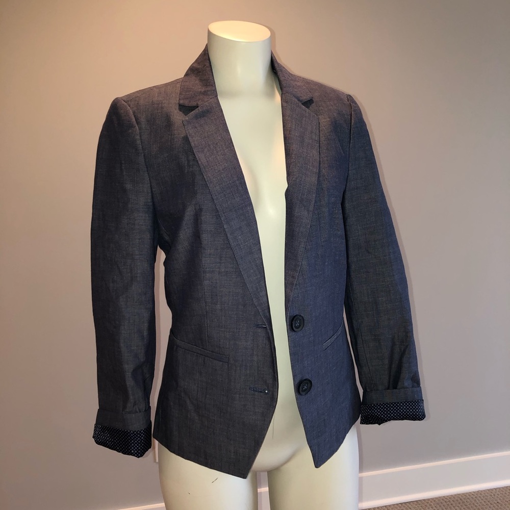 Express Chambray Fitted Blazer